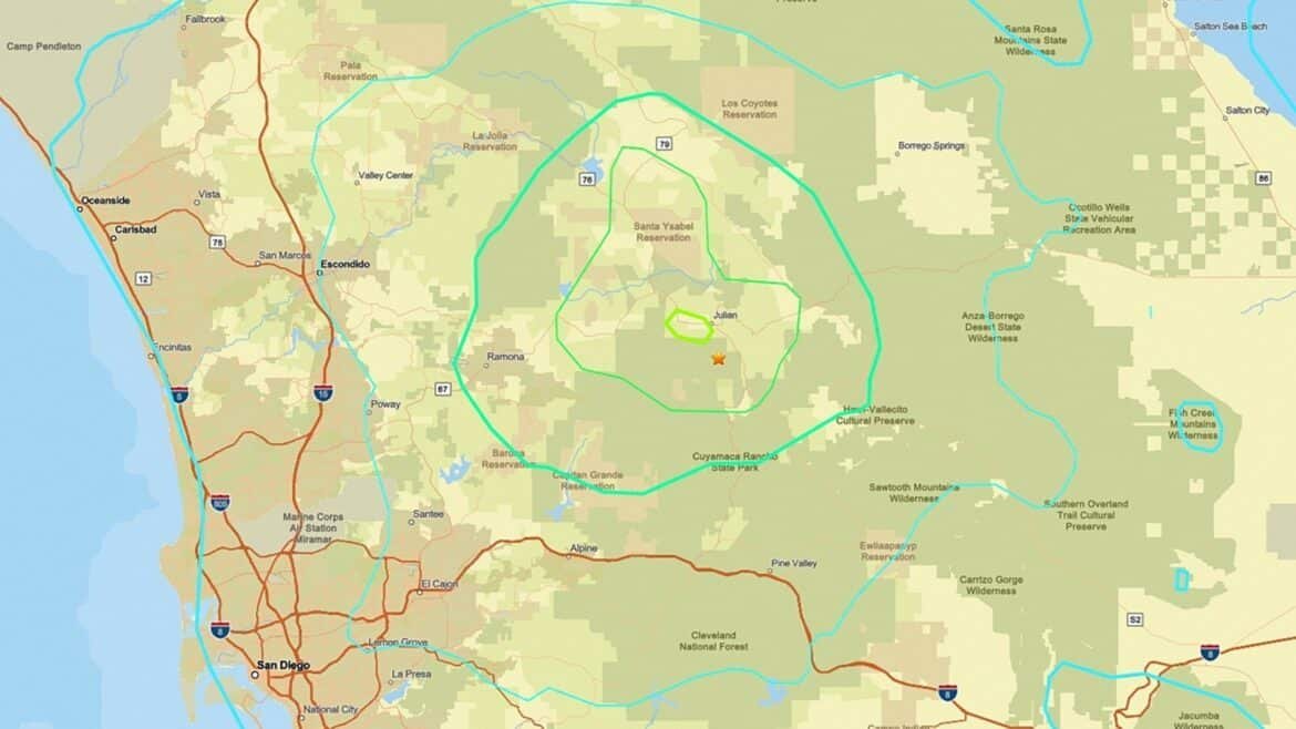 5.2 Magnitude The earthquake beaten in the San Diego area

