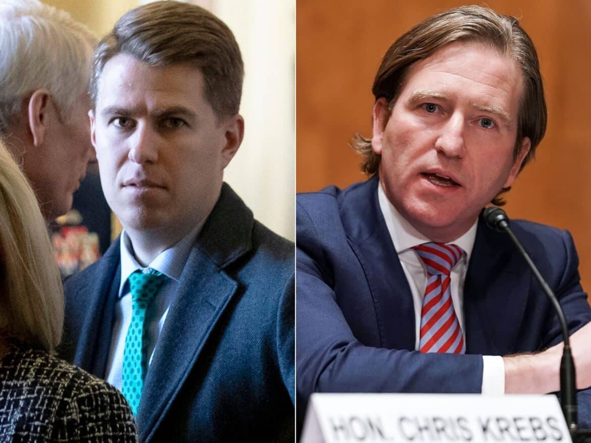 Photo: Miles Taylor in Washington, DC, on March 5, 2019. Chris Krebs in Washington, DC, on December 16, 2020.